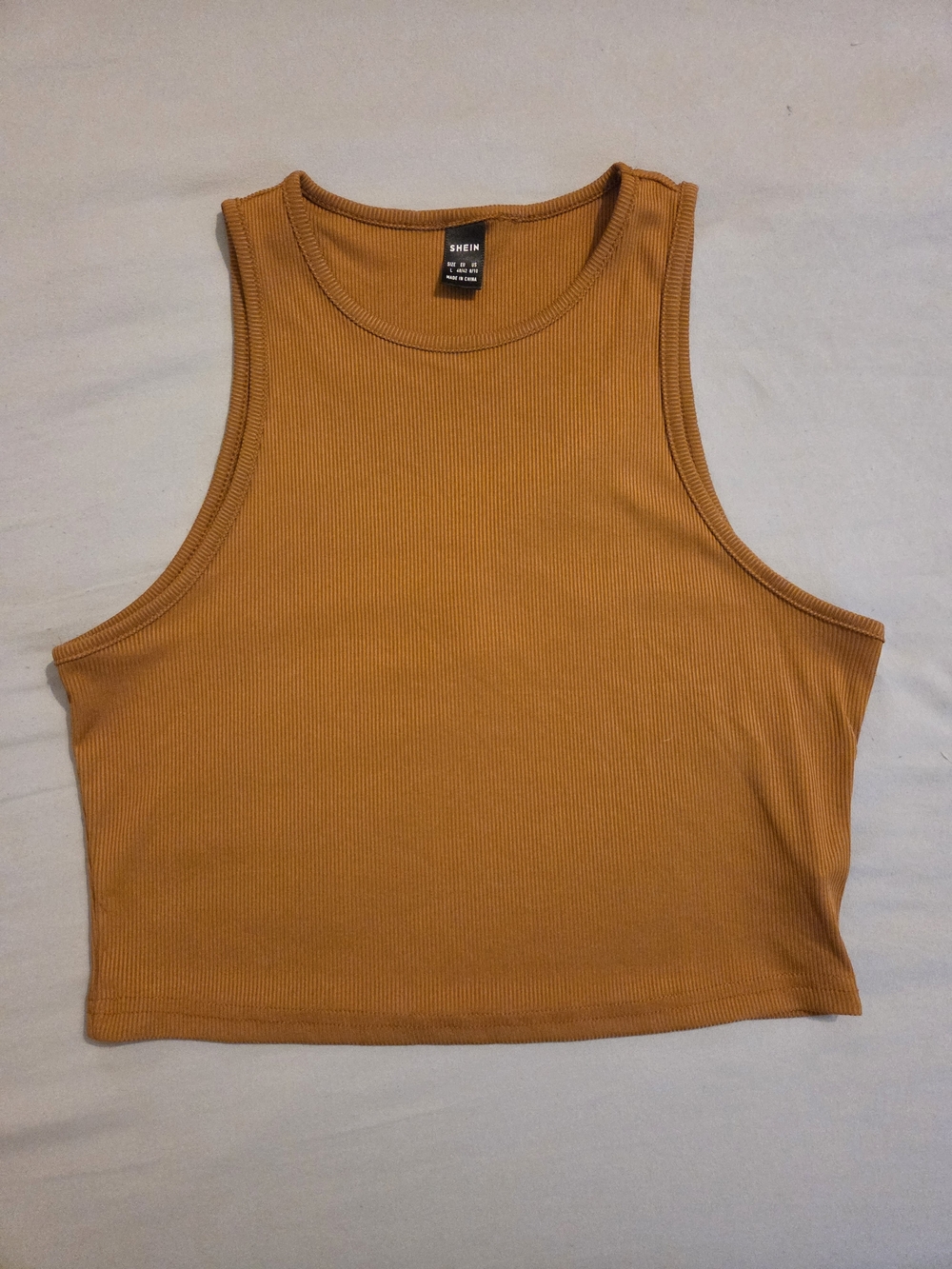 SHEIN Women's Ribbed Cropped Tank Top In Brown